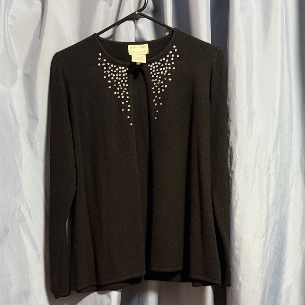 Designers Originals Black Sweater with Rhinestone Accents